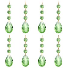 Teardrop Crystal Chandelier, 8 Pack 100mm Length Prisms Part Light Green