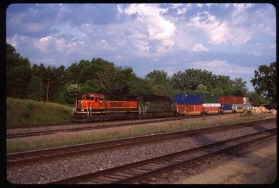 Original Rail Slide - BNSF B'ton Northern Santa Fe 3144+ Diamond Bluff WI 5-1999