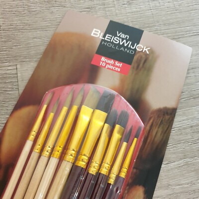 Pinselset 10tlg Mal Pinsel Set für Acryl, Öl, Aquarell Flachpinsel Rundpinsel