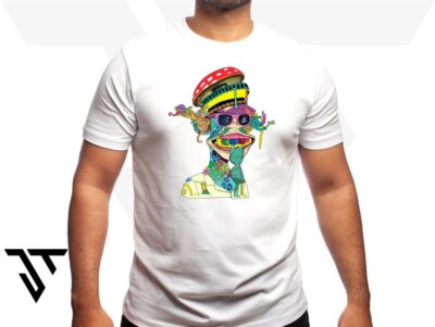 Mens Large  T-shirt - Graphic art / Psychedelic Monkey / Ultra Premium cotton