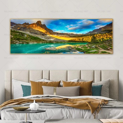 Landscape Lake Mountain Scenery Nature Canvas Painting Poster Mural Wall Picture