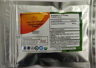 MAPLE LIFESCIENCES Cranberry Extract 50:1 Powder - Pure and High Quality Pure & High Quality