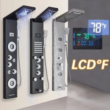 Shower Panel Tower System LED Rain&Waterfall Massage Jet Spray Stainless Steel