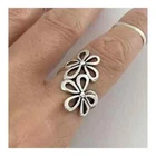 925 Sterling Silver 2 Large Flower Ring Statement Boho Ring Double Flower Ring