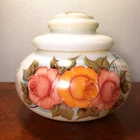 Vintage Davis Lynch Beautifully Hand Painted Milk Glass Lidded Jar