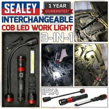 SEALEY COB LED Work Light Torch Li-Ion Rechargeable Cordless 3 In 1 Lamp 1000LM