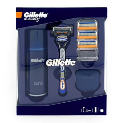 Gillette Fusion5   Casket Razor + 4 Razor Blades Replacement + Gel From Beard