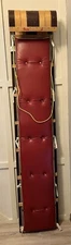 Vintage Paris Wood Wooden 94”~ 8’ Toboggan Snow Sled Rare w/Red Cushion
