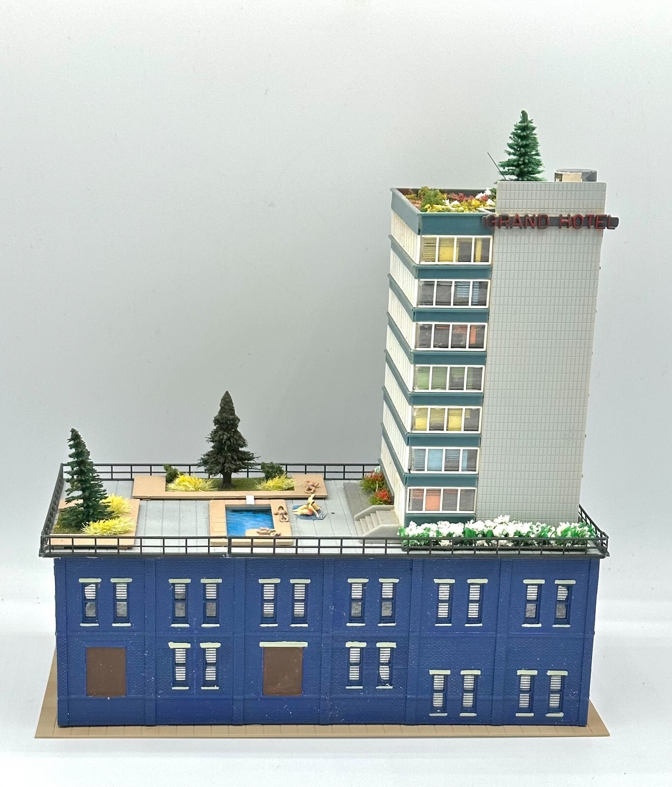 Unique  N Scale Custom Built/Painted 9-Story Tower 