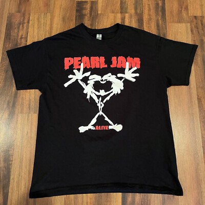 Pearl Jam Alive Shirt Men s Size Large Black  2017 Rock Tour Band Show