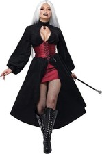 Vampire Corset Coat Countess Gothic Black Fancy Dress Up Halloween Adult Costume