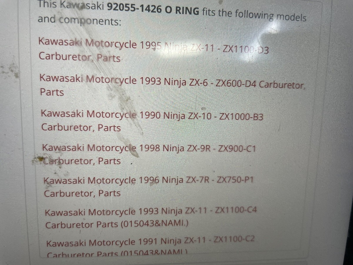 Kawasaki ZX1100,ZX750,ZX900,ZX1200,ZX10,Carb Bowl Gaskets 18-2677