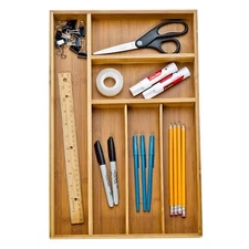 Seville Classics Bamboo 6-Compartment Organizer Tray