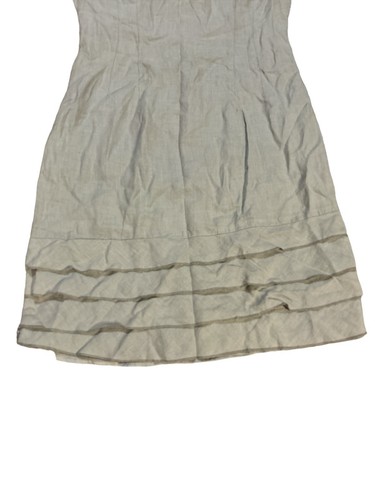 Komarov Linen Dress Grey Size Medium Designer Classic Vintage Ruffle - Picture 2 of 8