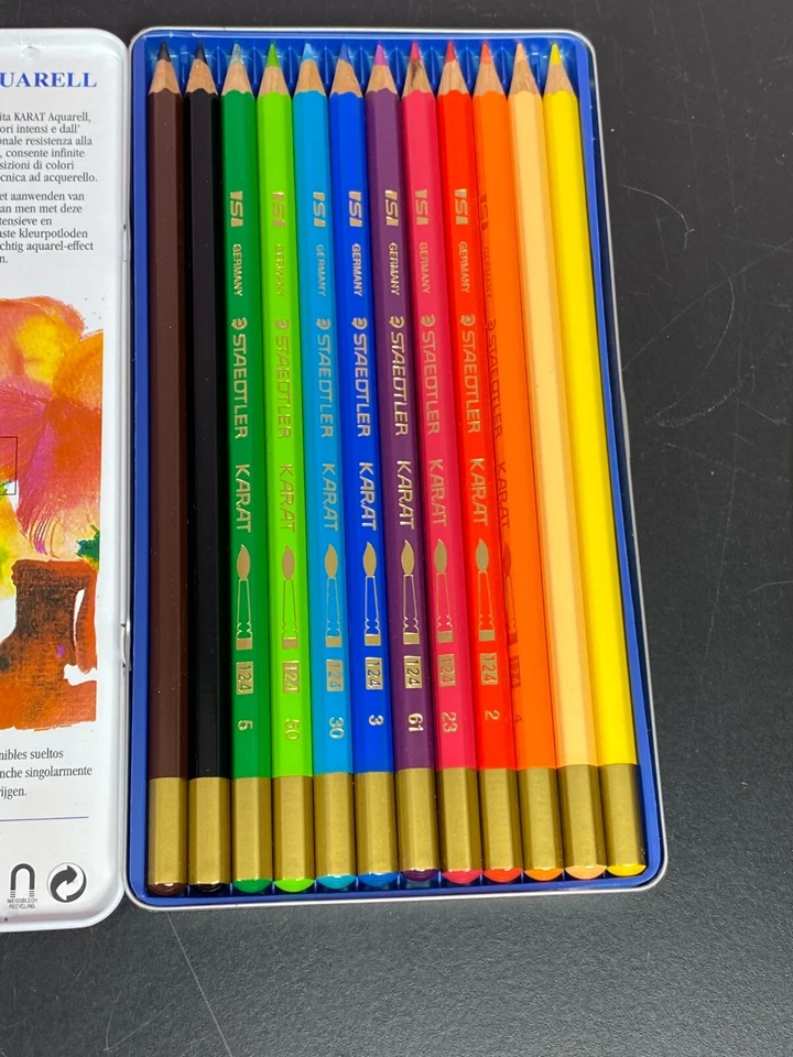 Staedtler Watercolor Pencils #124 Karat Aquarell Germany 12 in set Vintage - Image 4 of 4