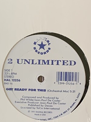 2 UNLIMITED - GET READY FOR THIS 1991 USA SEALED 12  Vinyl/MAXI-SINGLE #2 UK/AUS