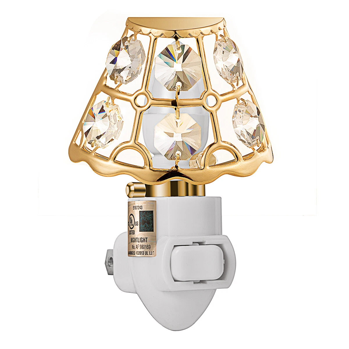 24K GOLD PLATED SWAROVSKI CRYSTAL STUDDED LAMP SHADE NIGHT LIGHT UL LISTED