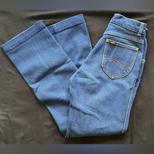 VTG 70  s Lee Riders High Waisted Dark Denim Jeans USA. Talon 42 Zipper Size 8.
