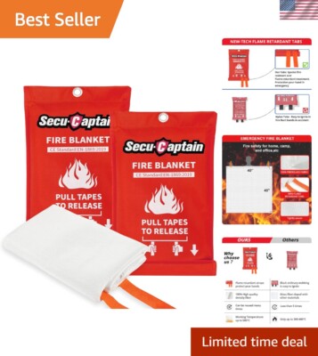 Premium Fire Safety Blankets - 8 Pack of 40''x40'' Flame Resistant Fiberglass