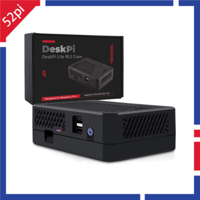 DeskPi Lite M.2 Case with M.2 SATA SSD Expansion Board for Raspberry Pi 4B