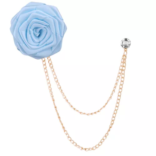 Mens Rose Brooch Flower Brooch Boutonniere Suit Lapel Wedding Pin Tassel Chain - Picture 11 of 95