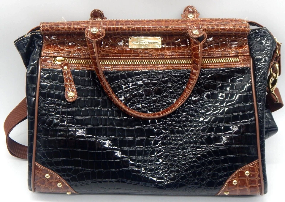 Сумки выходные Samantha Brown 2 шт. искусственный крокодил аллигатор черные коричневые - Изображение 2 из 4