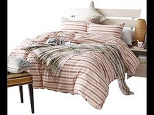 AMWAN Pink Striped Kids Girls Duvet Cover Set Twin