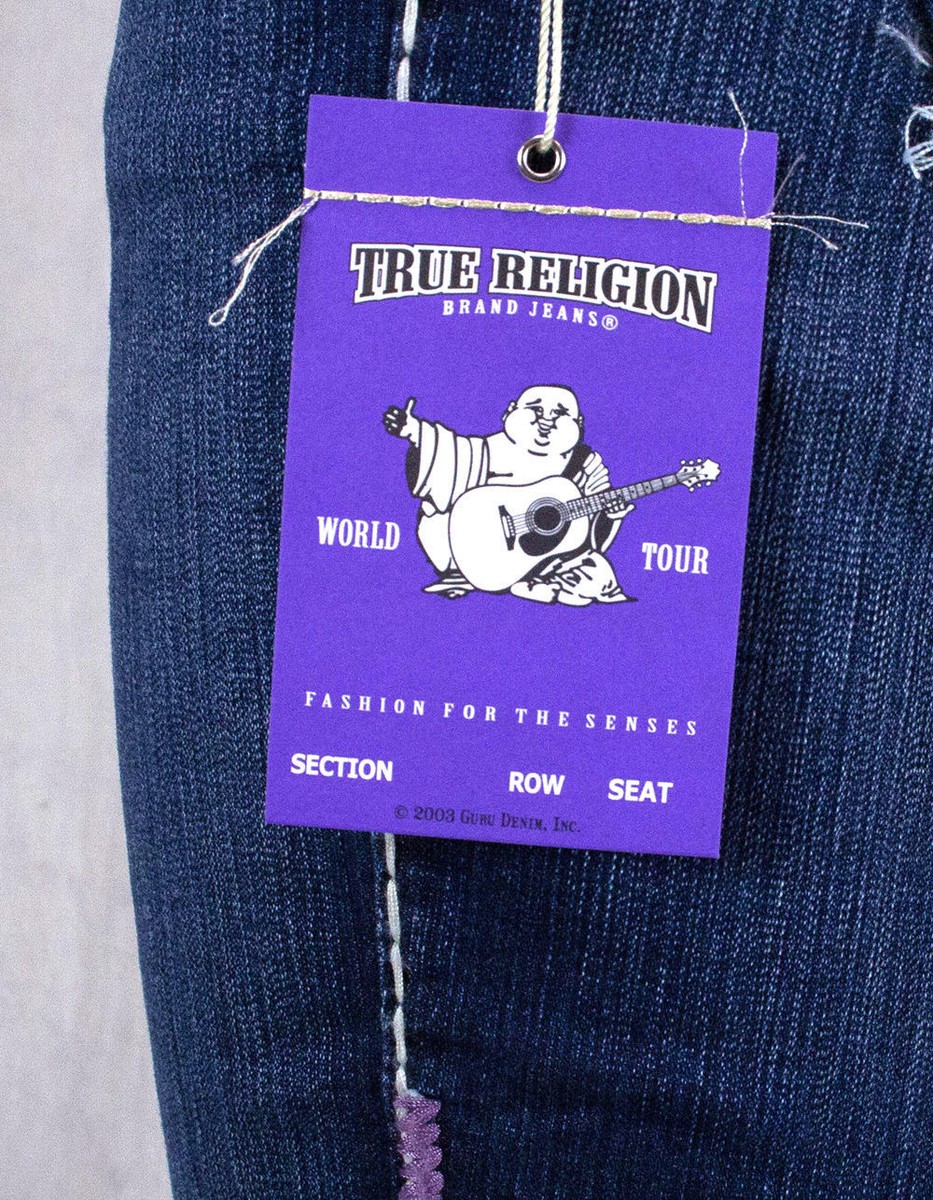 True Religion Jeans brand Becky Super T pastel purple bartacks