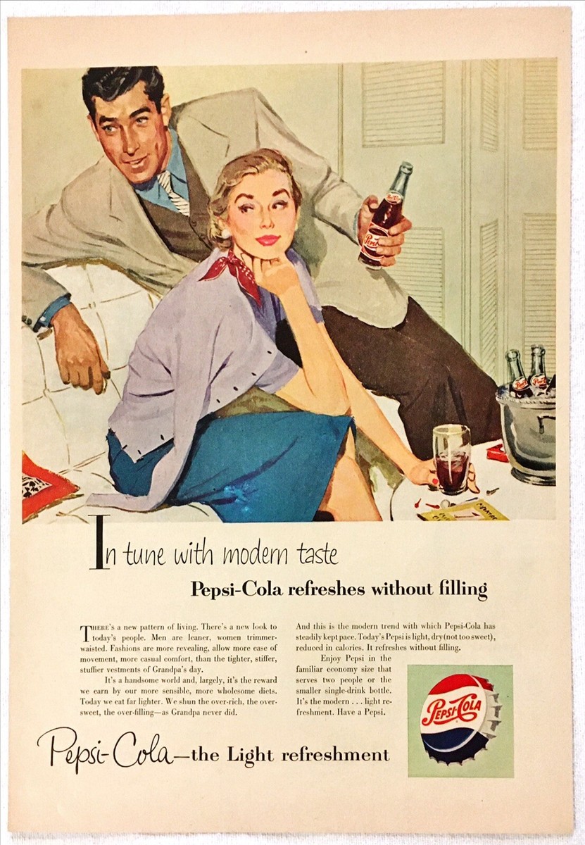 Vintage Print Ad 1950s Pepsi Cola Soda In Tune With Modern Taste