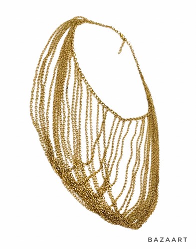 Vintage Multi-Chain Drape BIB Necklace Layered 20" Costume Fashion Statement - 第 13/24 張圖片
