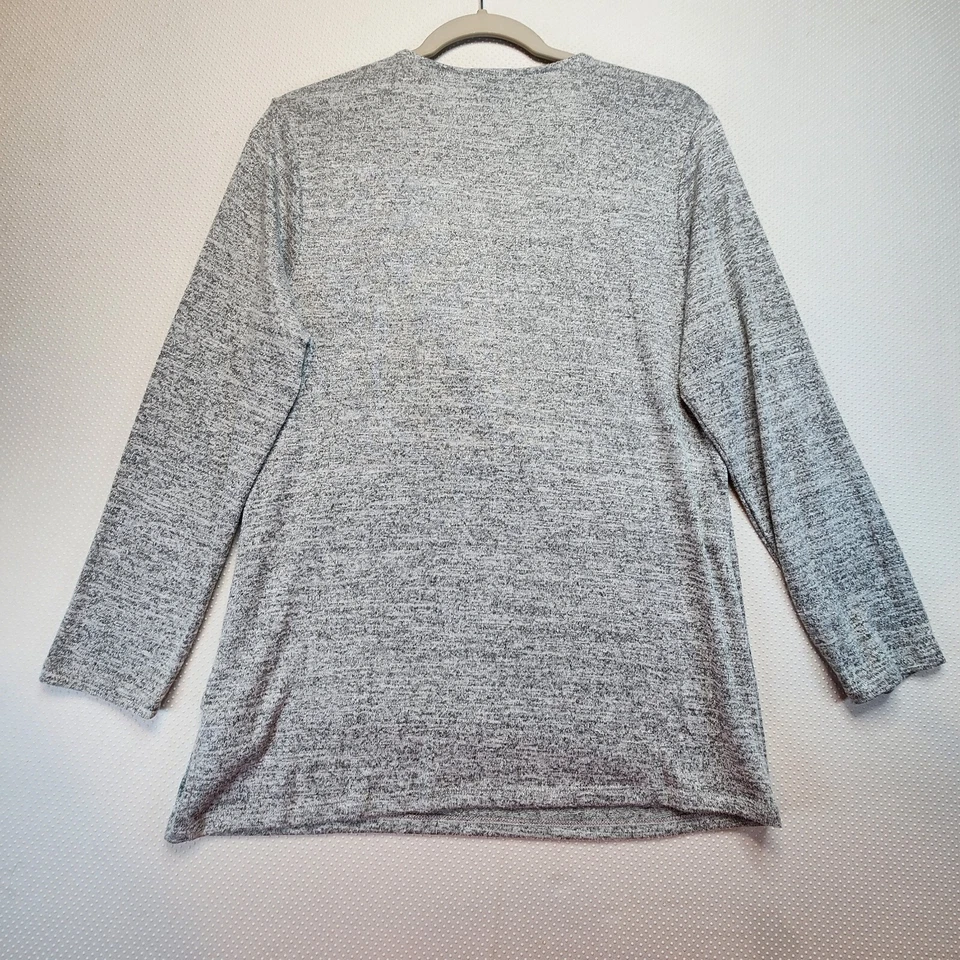 Suéter GAP Mujer Grande Gris Cuello en V Pullover Envolvente Delantero Tejido Suave Foto 3 de 4