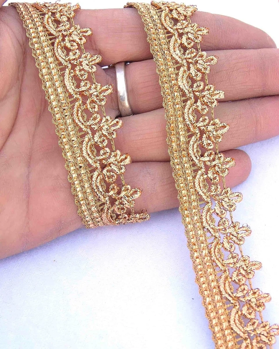 Golden Color Laces for Dresses Sarees Lehenga Suits Bags 9 mtr Design 465