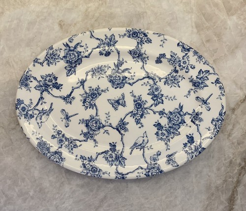 Set Churchill Toile De Jouy Blue 12" Oval Platter & 9.5” Serving Bowl Queen’s - Picture 2 of 7