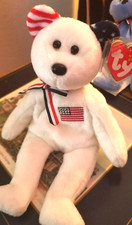 TY BEANIE BABY AMERICA Bear USA Flag 2002 Flag Ears TY Store Exclusive