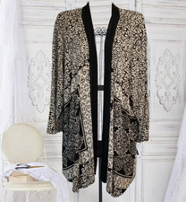 Chico's Travelers Women's Cardigan Liquid Knit Geometric Open Front Size XL