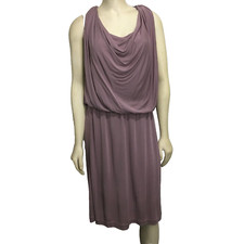 Halston Heritage 10 Mauve Lavender Sleeveless Elastic Waist Drapey Jersey Dress