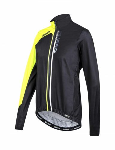 Guard 2.0 Cycling Rain Jacket Black / Yellow by Santini - Picture 1 of 9