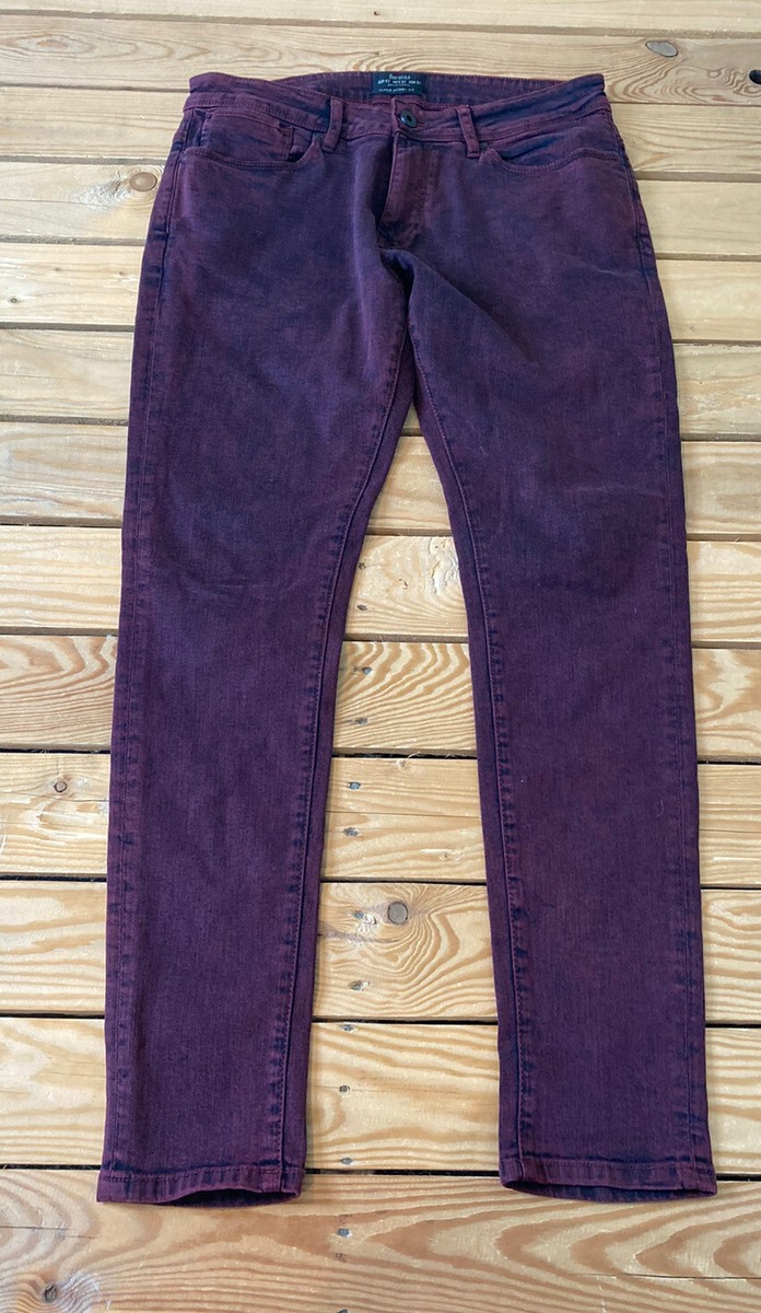 bershka men’s super skinny jeans size 32x30 maroon H12