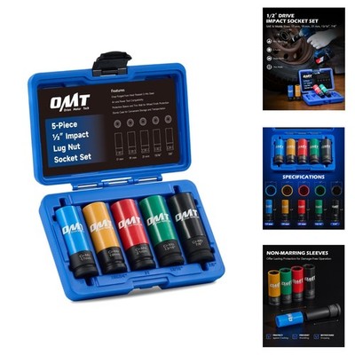 4 Pcs 1/2 Inch Drive Metric Impact Socket Set Plastic Sleeve Lug Nut Wheel Protector 6 Point Deep Impact Socket Set 4 Pcs 1/2 Inch Drive Metric Impact Socket Set Plastic Sleeve Lug Nut Wheel Protector 6 Point Deep Impact Socket Set