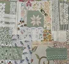 Slow stitch junk journal kit Vintage cotton fabric scraps Quilting Sewing  K#18