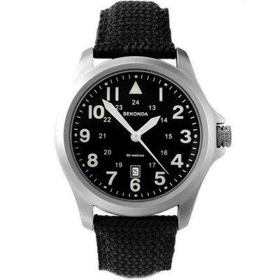 Sekonda Uhr 3347 Herren Material schwarzes Armband Datum leicht lesbares Zifferblatt