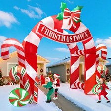 13FT Christmas Inflatables Archway Outdoor Decorations, Giant Xmas Candy Arch...