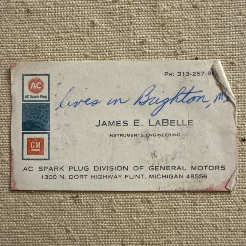 Vintage Business Card Gm General Motors Ac Spark Plug Flint Michigan Brighton Mi