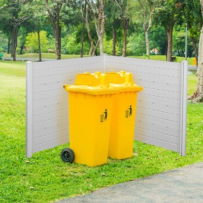 47''W X 46''H White Vinyl Privacy Fence Screen Kit to Enclose Trash Bins 2 Panels
