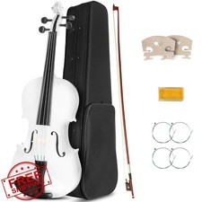 Ceciliec 16" Solid Wood Viola Beginner Student Set Case Bow Bridge Strings White