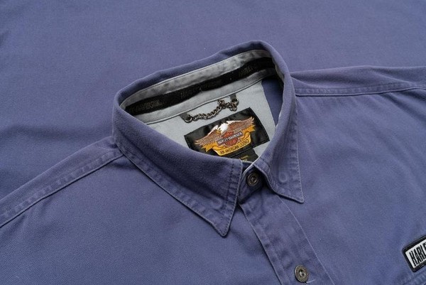 Men Harley Davidson Shirt Navy Cotton 40 /L / 48