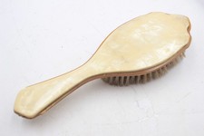 Vintage Antique Honey Amber / Green Pearlized Celluloid Hair Brush Art Deco