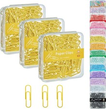 Small Paper Clips, 1.1 Inch 28mm Vinly Coated Colored Paperclips, 300 Count, 3