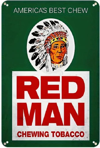 Vintage Red Man Chewing Tobacco Tin Metal Signs Print Aesthetic Room Decoration