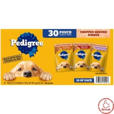 Pedigree Chopped Cuts in Gravy Wet Dog Food Variety Pack - 3.5oz/30ct